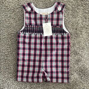 The Beaufort Bonnet Company (TBBC) Pink and Blue Plaid Romper
